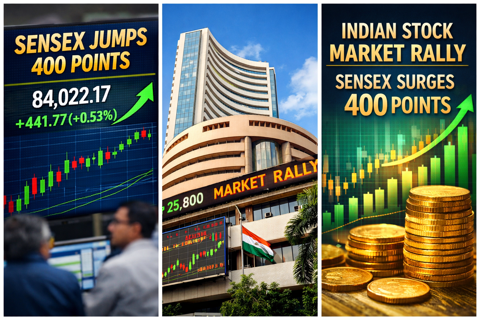 Sensex jumps 400 points as Indian stock market opens higher on Dalal Street